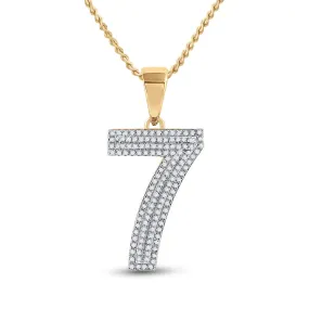 Keene Jewelers 10kt Yellow Gold Mens Round Diamond Number 7 Charm Pendant 3/8 Cttw