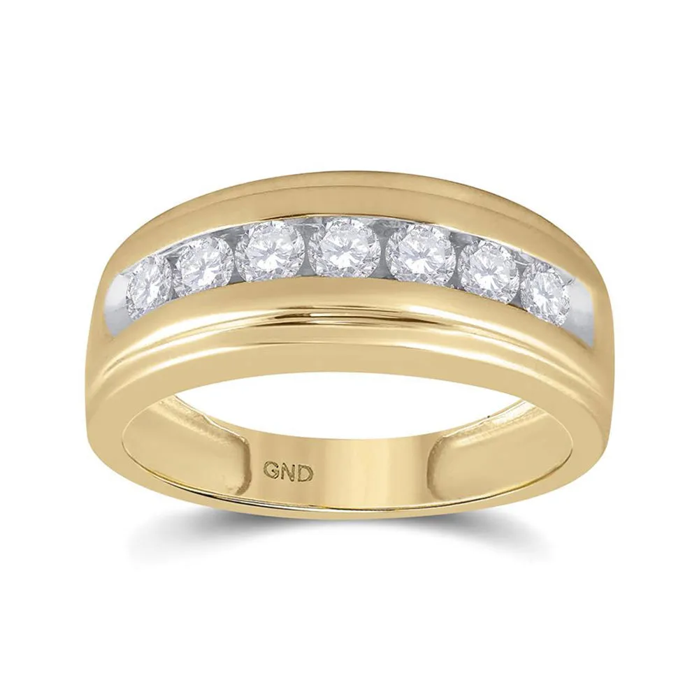 Keene Jewelers 14kt Yellow Gold Mens Round Diamond Wedding Band Ring 7/8 Cttw