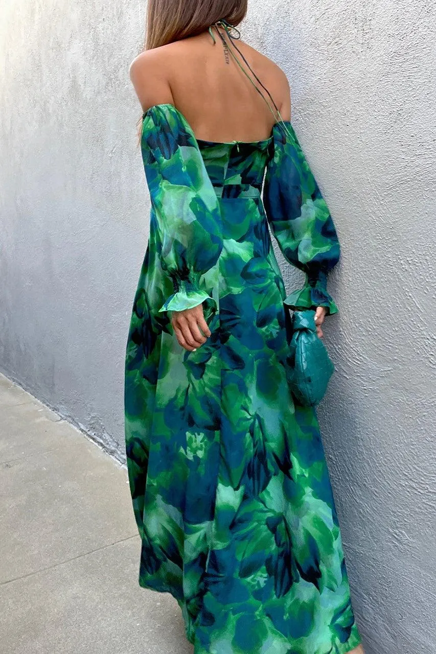 Kharma Maxi Dress - Green Floral