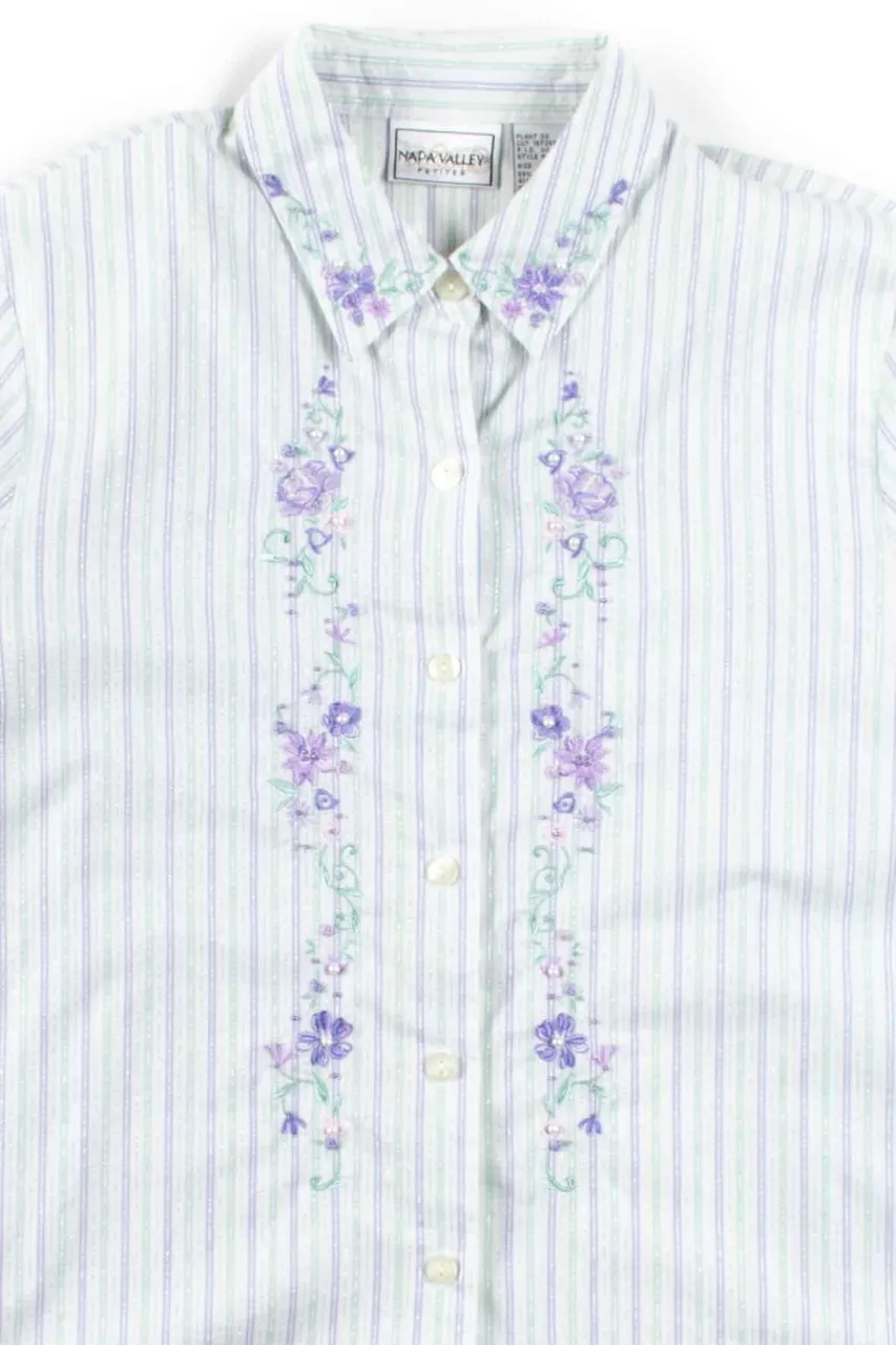 Lavender Mint Floral Button Up Shirt