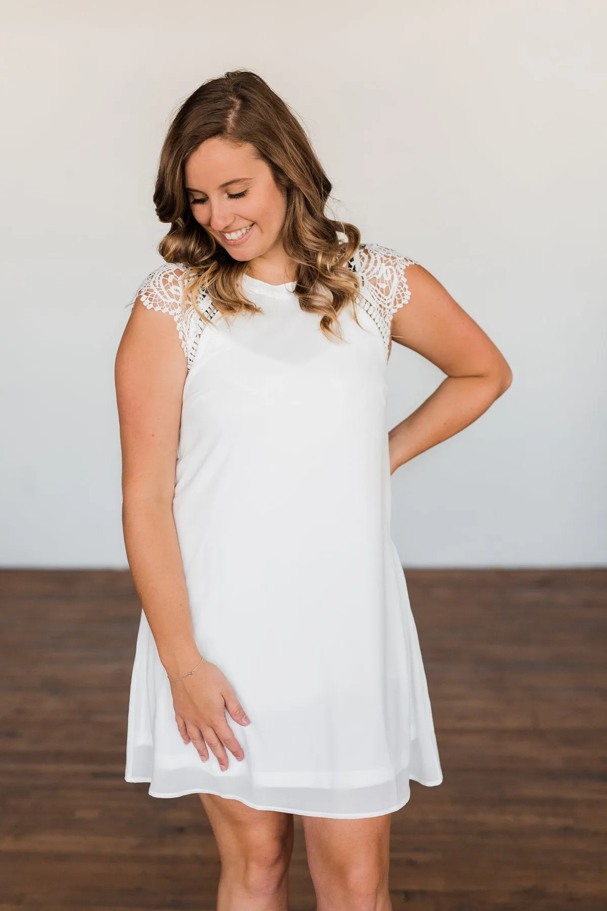 Love's On Time Shapeless Dress- White