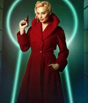 Margot Robbie Terminal Annie Coat | Red Wool-blend Trench Coat