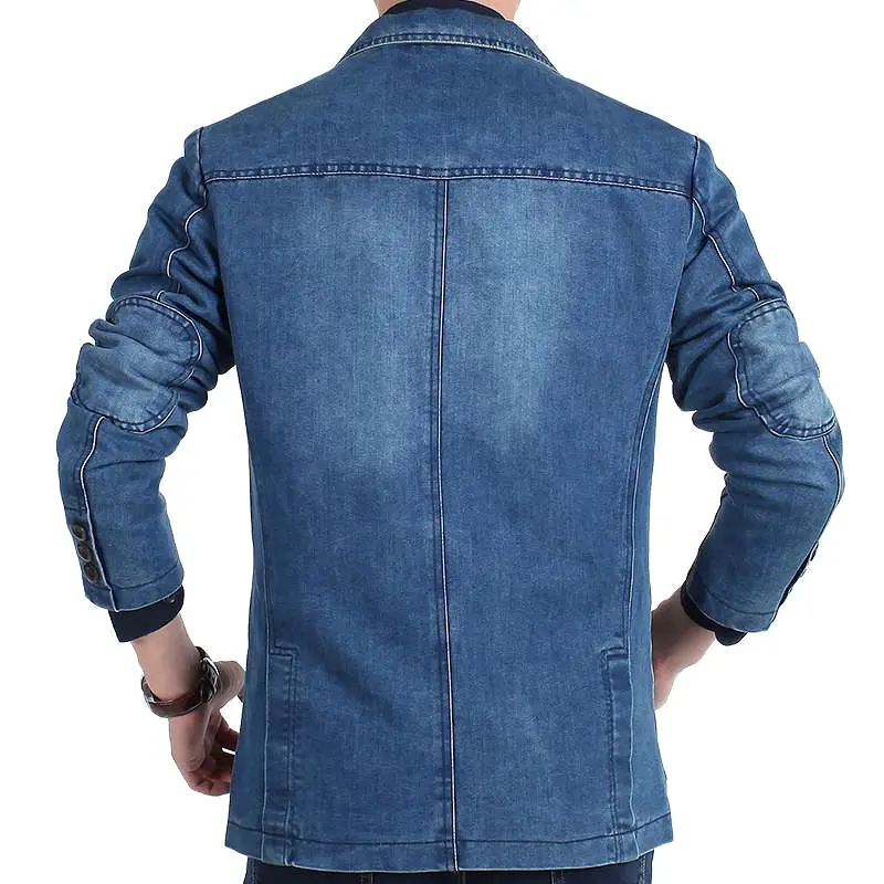 Men Blazer - Cowboy Denim Jeans Blazer