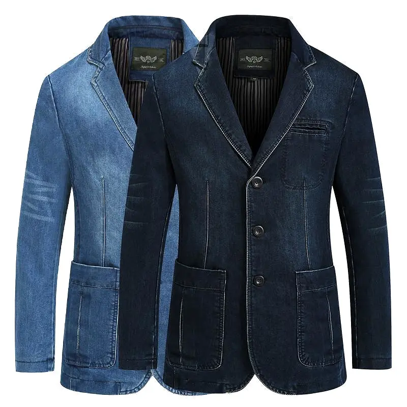 Men Blazer - Cowboy Denim Jeans Blazer