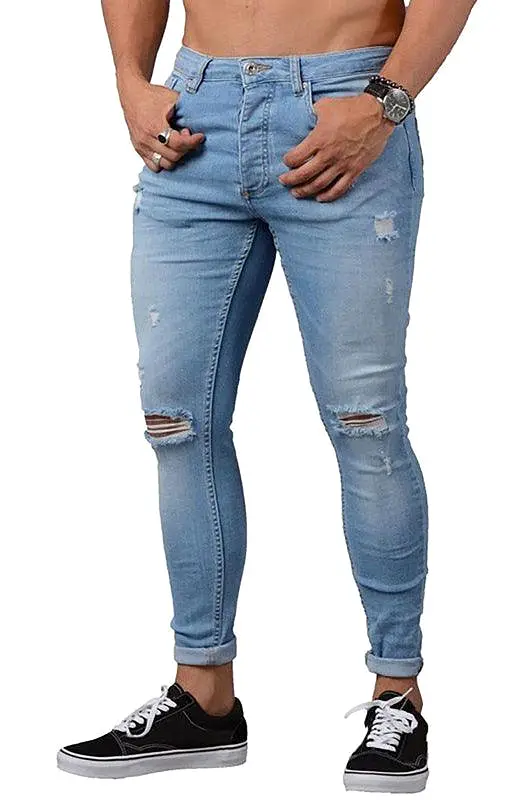 Men Frayed Slim Fit Jeans