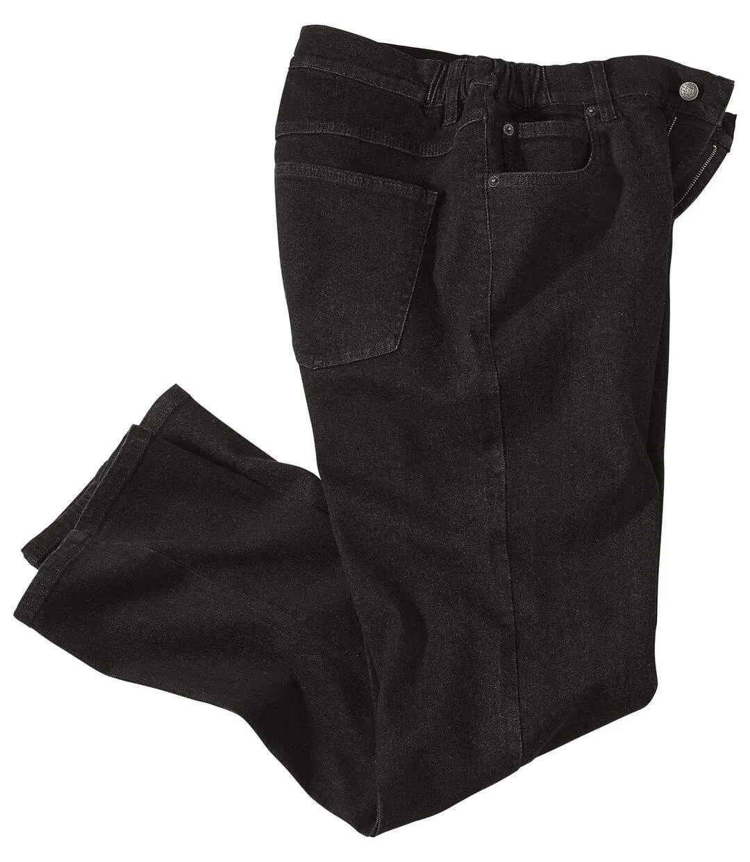 Men's Black Regular Fit Jeans - Elasticated Waist 