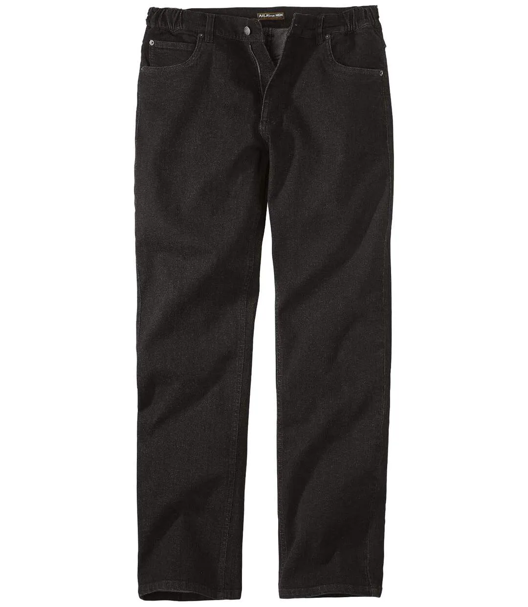 Men's Black Regular Fit Jeans - Elasticated Waist 