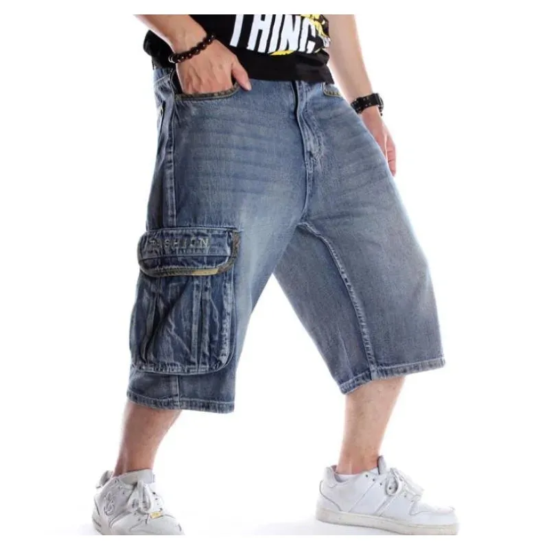 Men's Summer American Hip-Hop Style Denim Loose Baggy Short Jeans