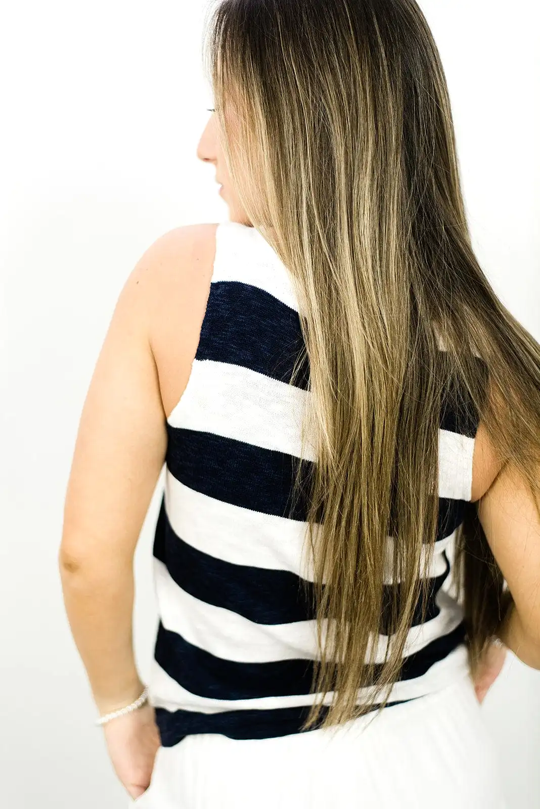 Navy Striped Knit Tank