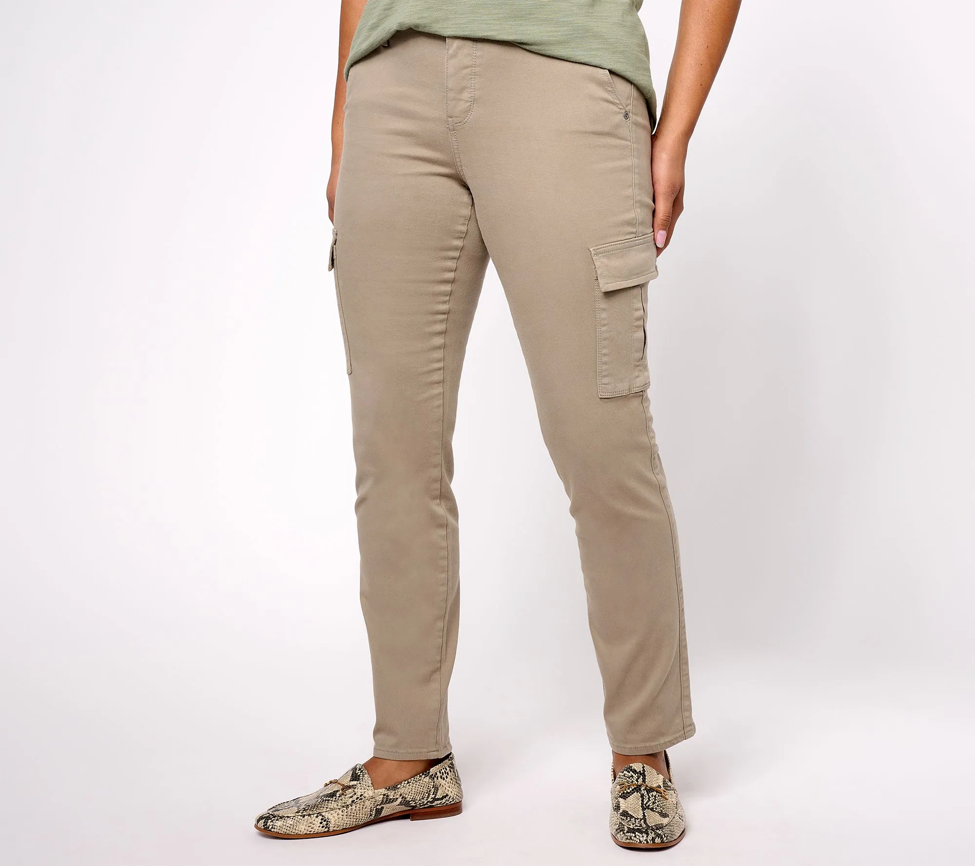 NYDJ Sheri Slim Cargo Jeans- Saddlewood