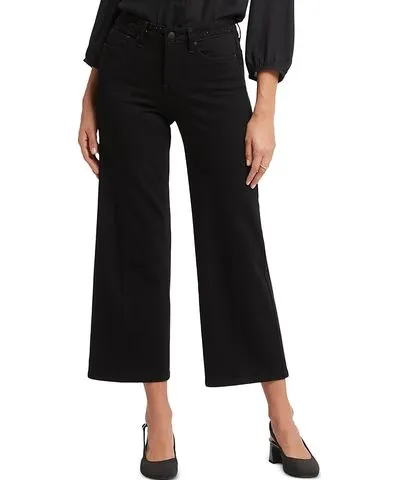 NYDJ Teresa High Rise Ankle Wide Leg Jeans in Black Rinse