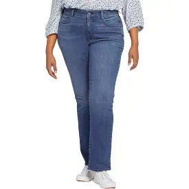 NYDJ Womens Plus Marilyn Medium Wash Stretch Straight Leg Jeans