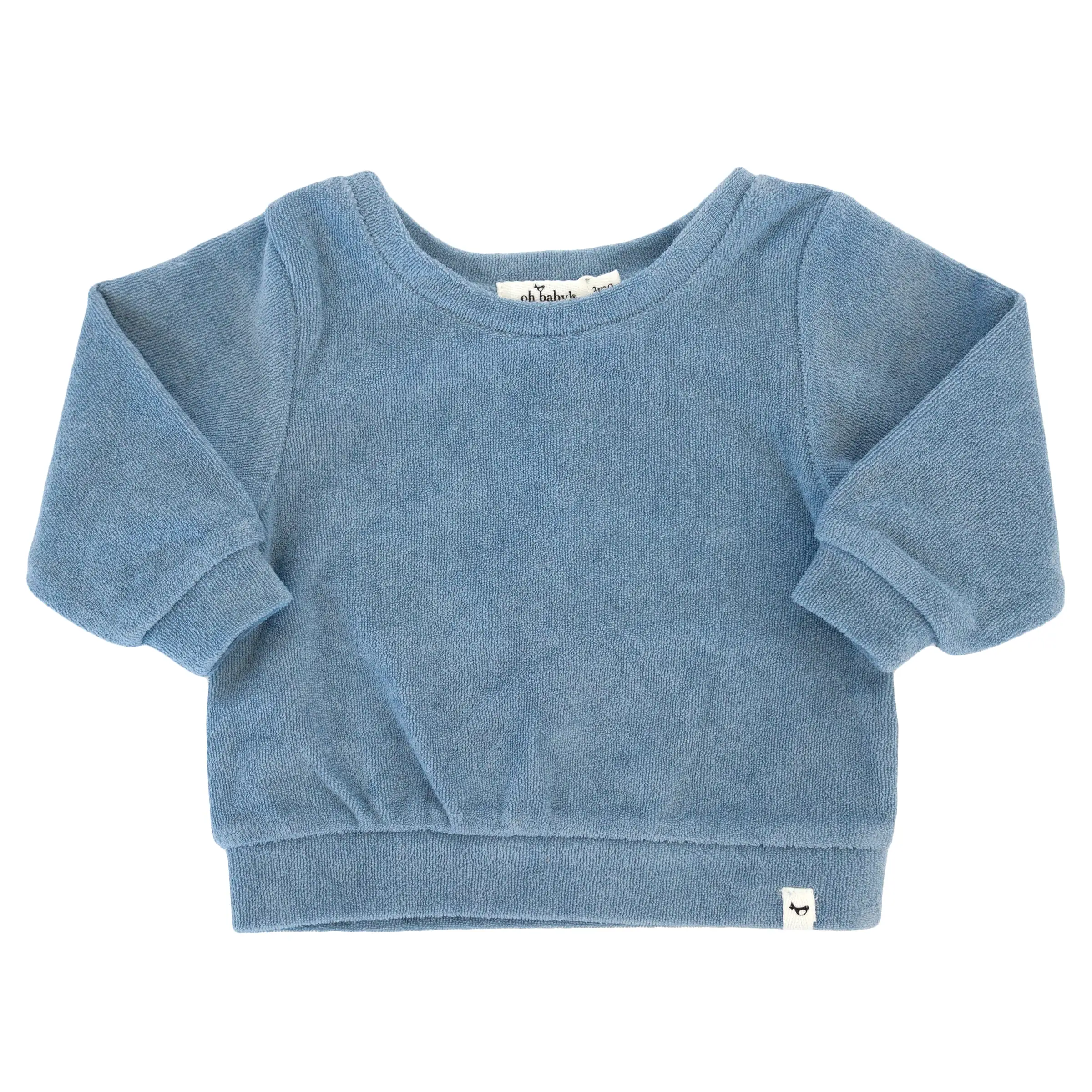 oh baby! Cotton Terry Baby Brooklyn Boxy Sweatshirt - Fog