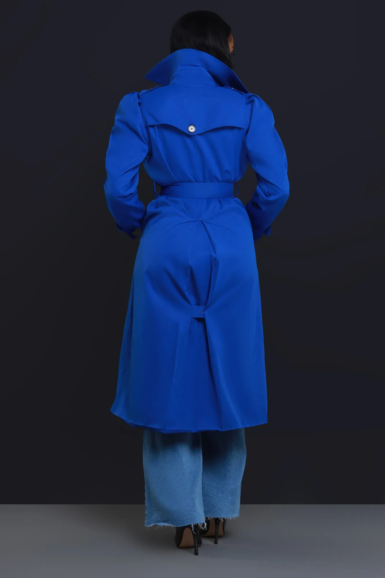 On The List Longline Belted Trenchcoat - Royal Blue