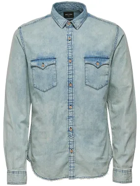 Only & Sons Originals Denim Long Sleeve Shirt Light Blue