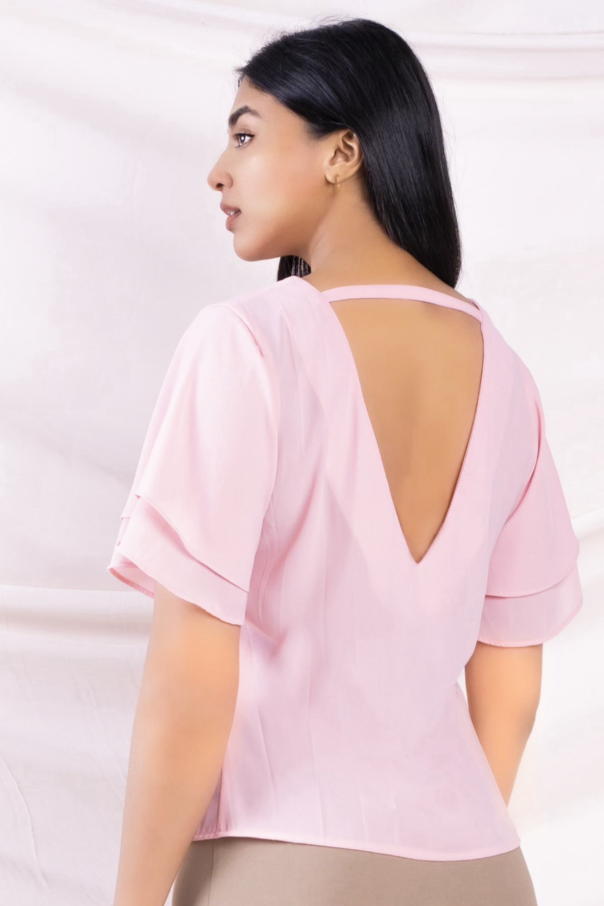 Pink Back Detail Top