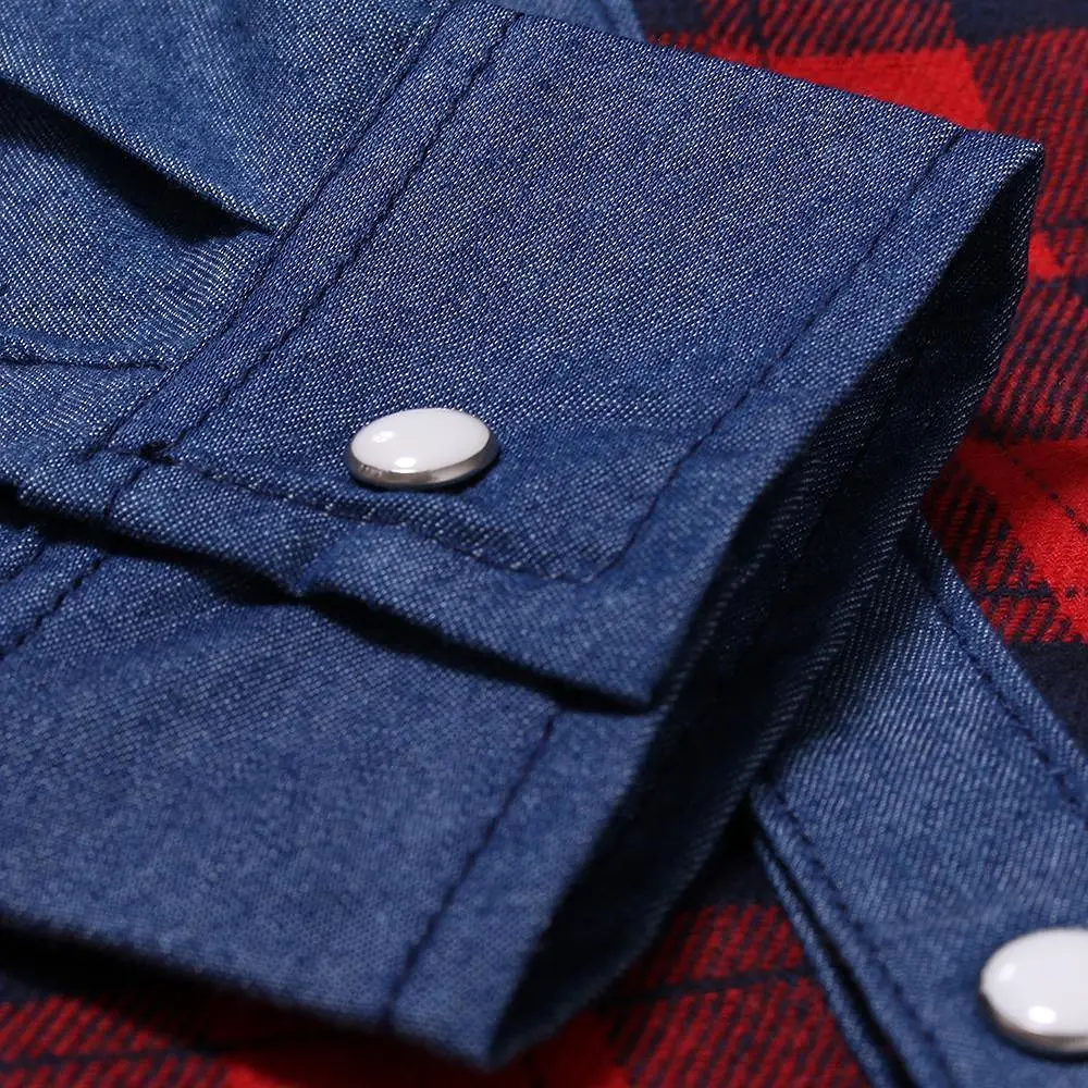 Plaid Casual Denim Shirt For Men,