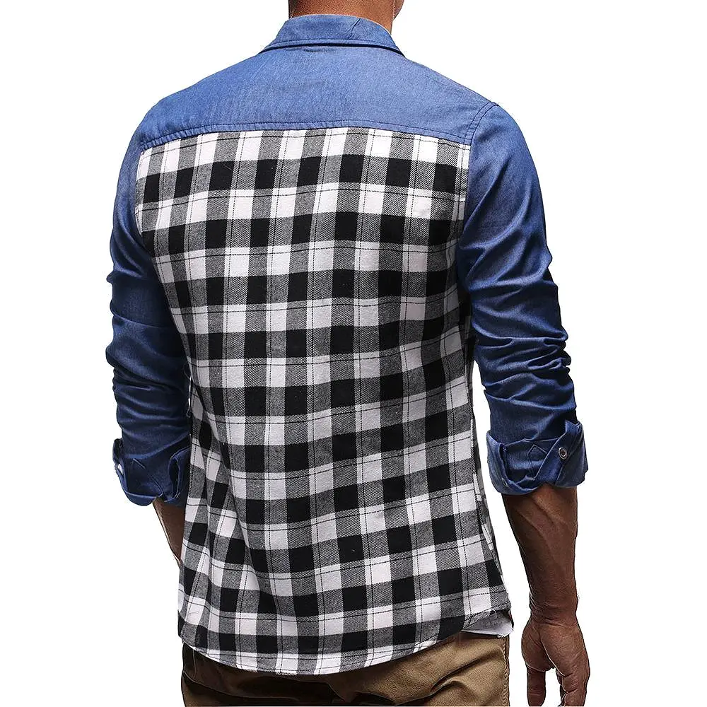 Plaid Casual Denim Shirt For Men,