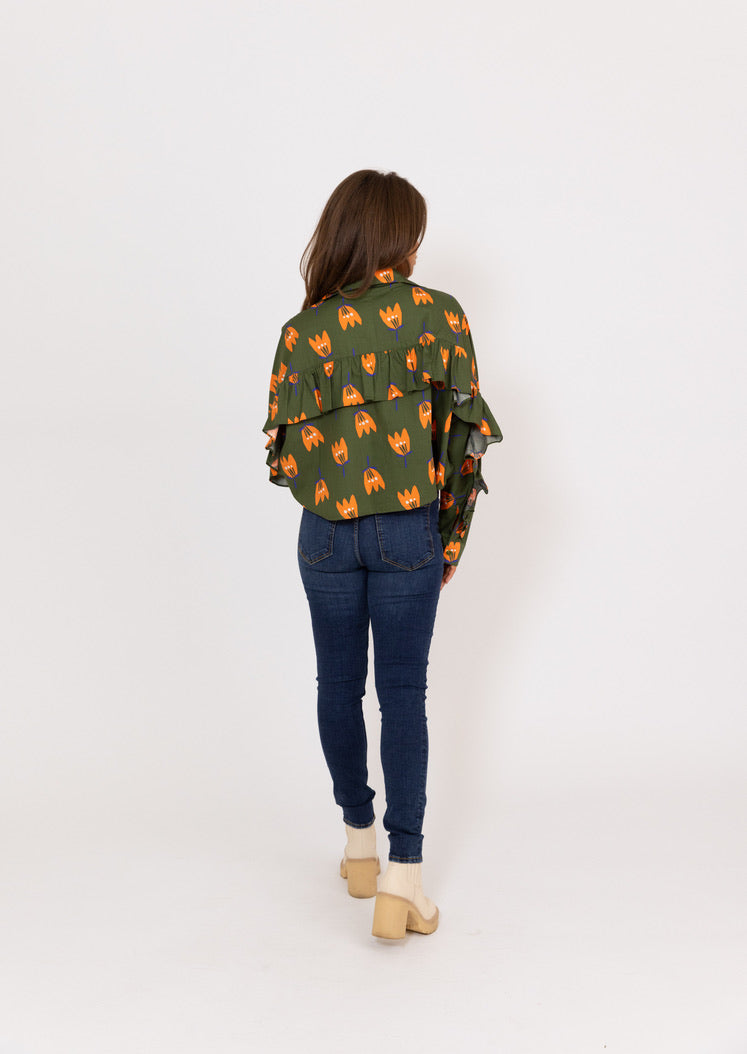 Poplin Poppy Button Up Top