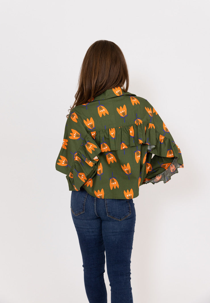 Poplin Poppy Button Up Top