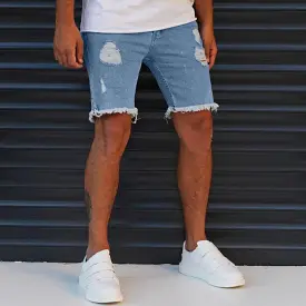 Ripped Denim Shorts For Men