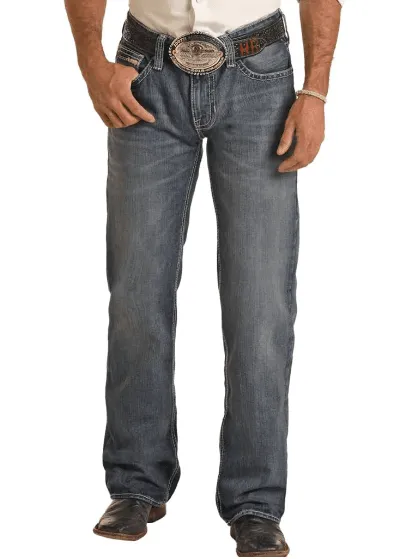 Rock & Roll Cowboy Men's Medium Wash Regular Pistol Straight Leg Jeans BM1PD04253