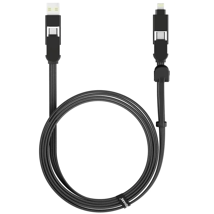 RollingSquare Charging Cable inCharge XL 2m Six-in-One USB-C/A/Micro/Lightning Black