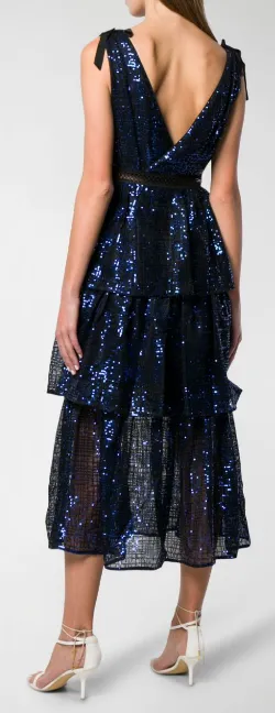 Sequin Check Tiered Dress