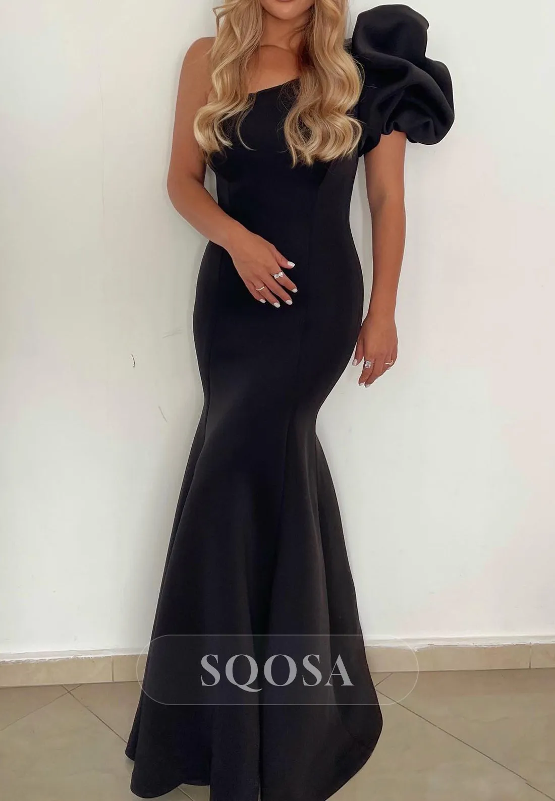 Sexy Satin Trumpet One Shoulder Party Prom Evening Dress QP3543