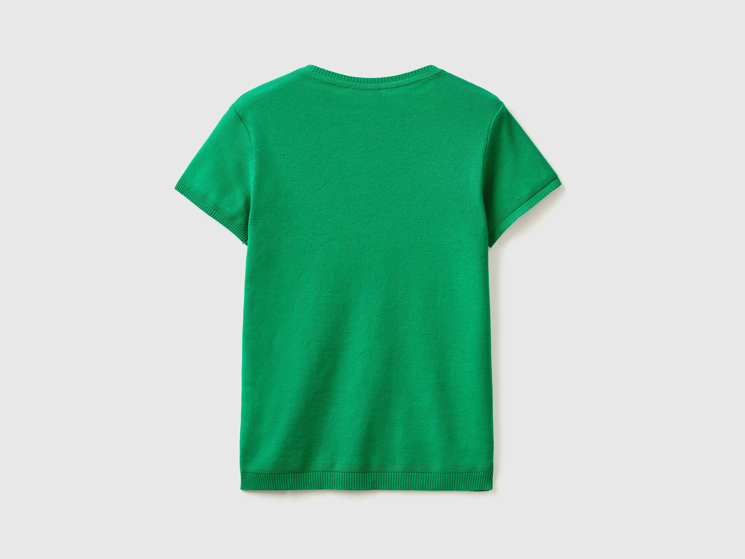 Short sleeve sweater in 100% cotton - Green | Benetton