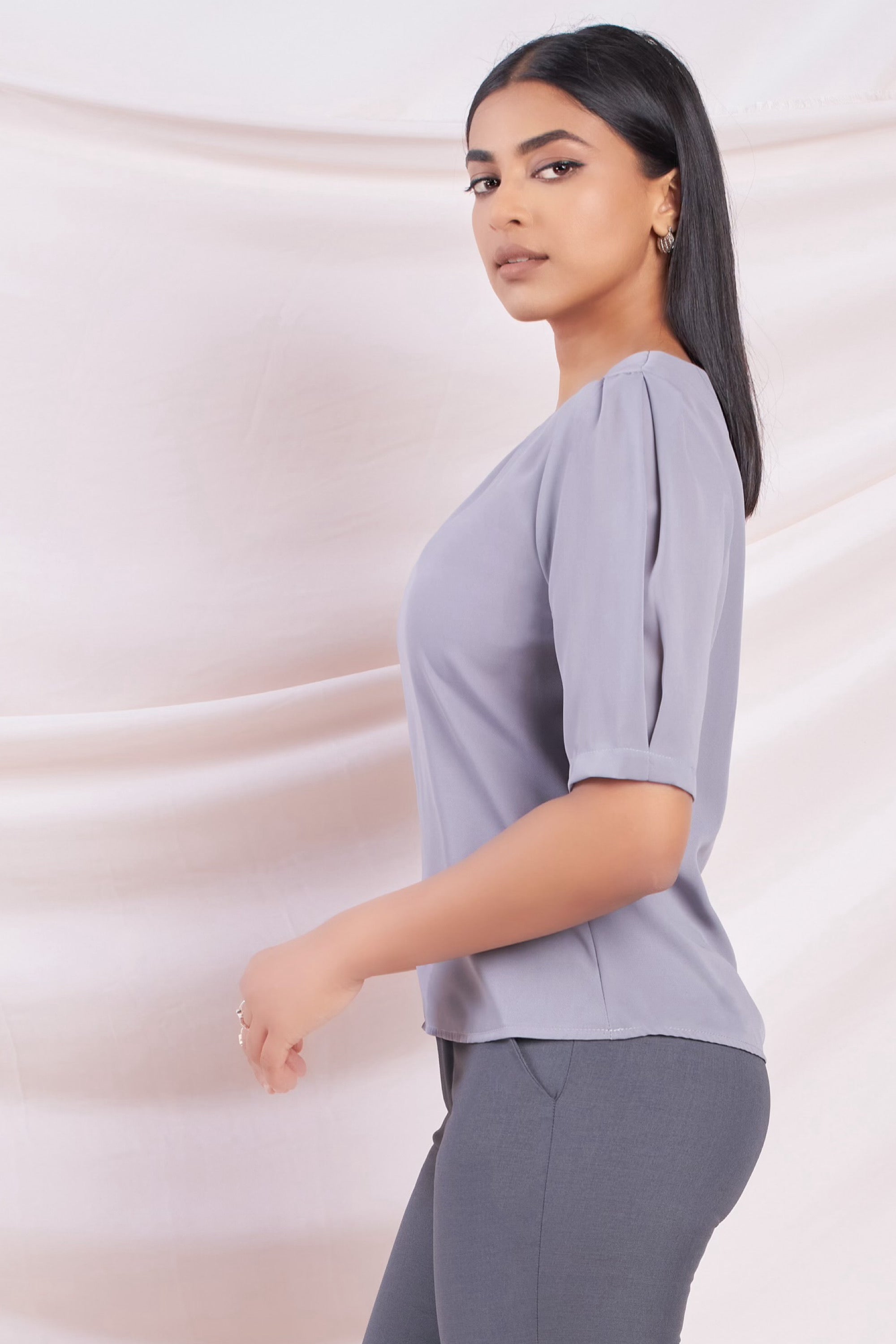 Sleeve Pleat Detail Top