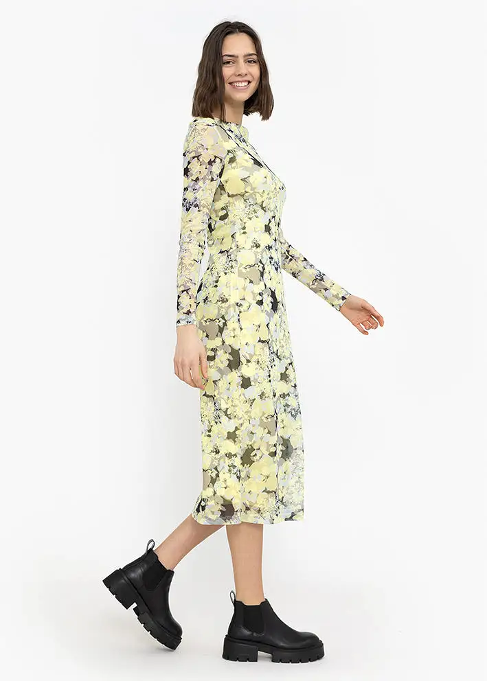 Soft Rebels Samara Midi Dress SR223-301 Kjole - Fragment flower lime