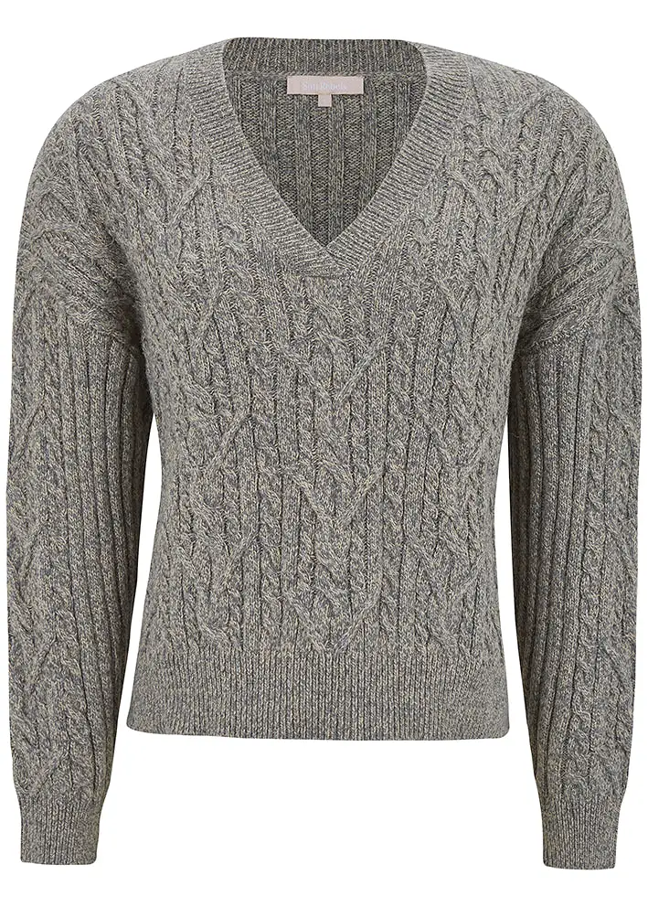 Soft Rebels Vera V-neck Knit SR522-210 Sweater - Sandshell Melange