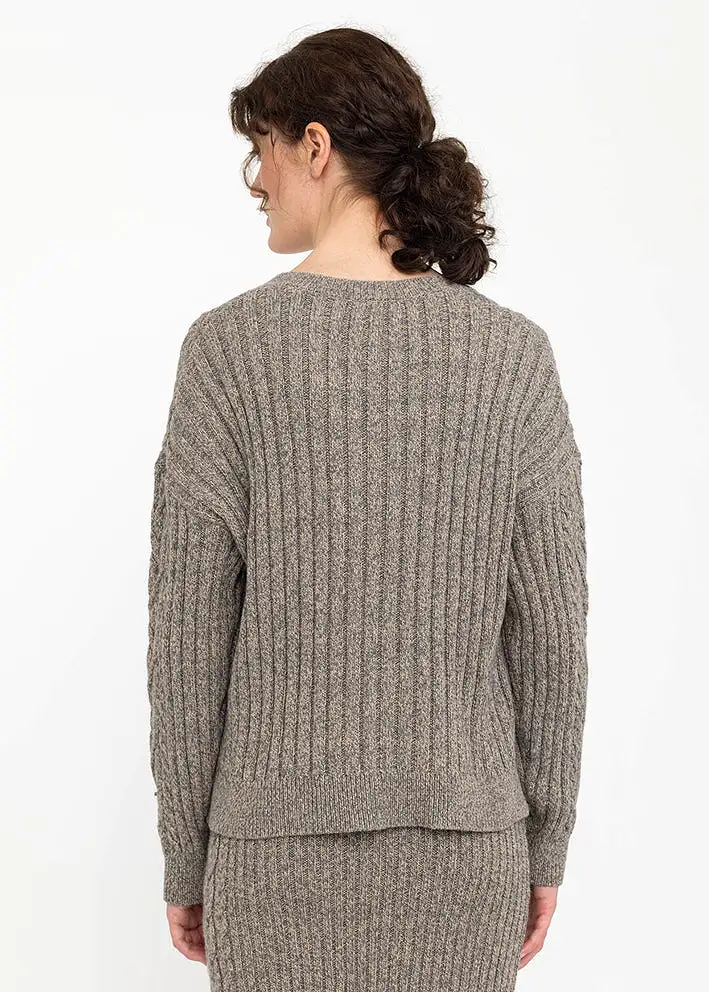 Soft Rebels Vera V-neck Knit SR522-210 Sweater - Sandshell Melange