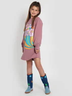 Stella McCartney Girls Logo Sweater Dress in Purple