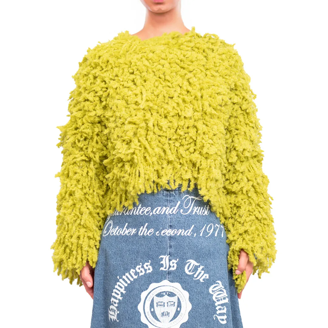 Sweater with Boucle Meta fur concept Yellow