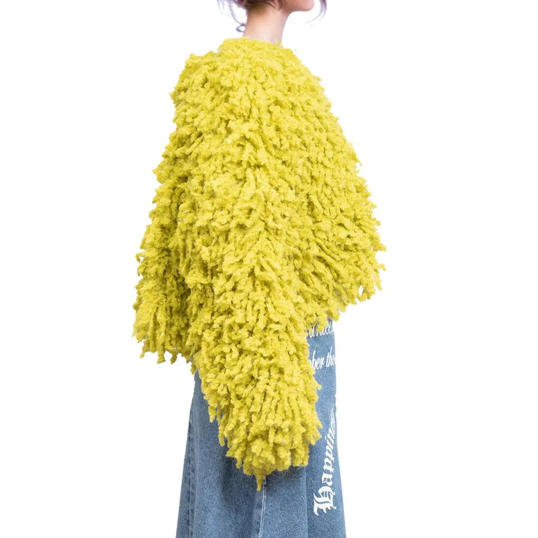 Sweater with Boucle Meta fur concept Yellow