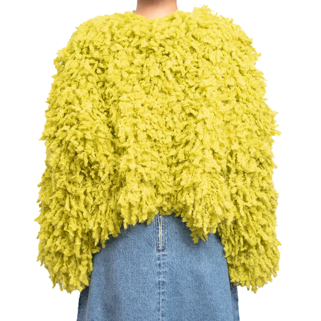 Sweater with Boucle Meta fur concept Yellow