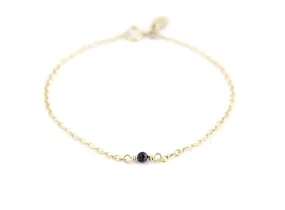 Teenie Black Sapphire Chain Bracelet in Gold