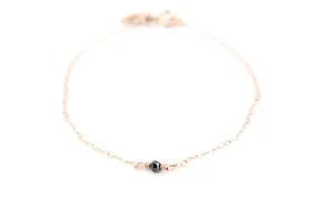 Teenie Black Sapphire Chain Bracelet in Rose Gold