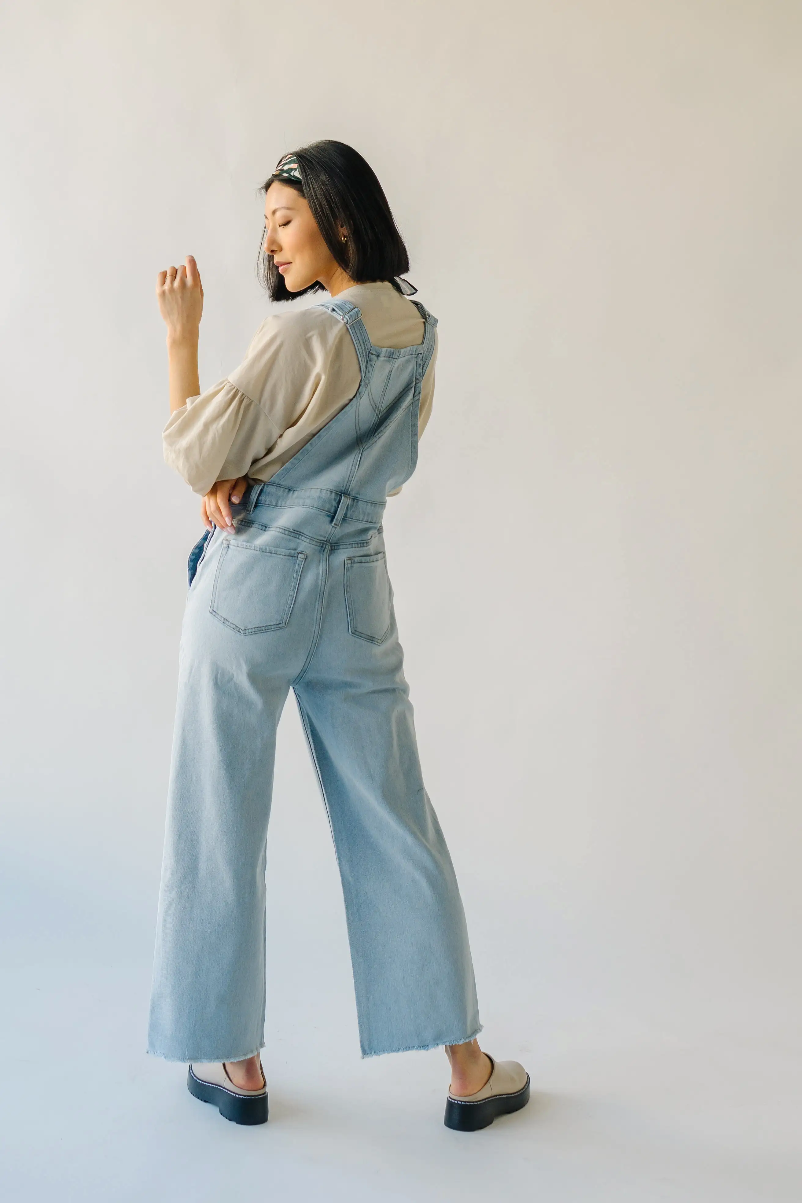 The Fairbanks Wide Leg Overalls in Light Denim