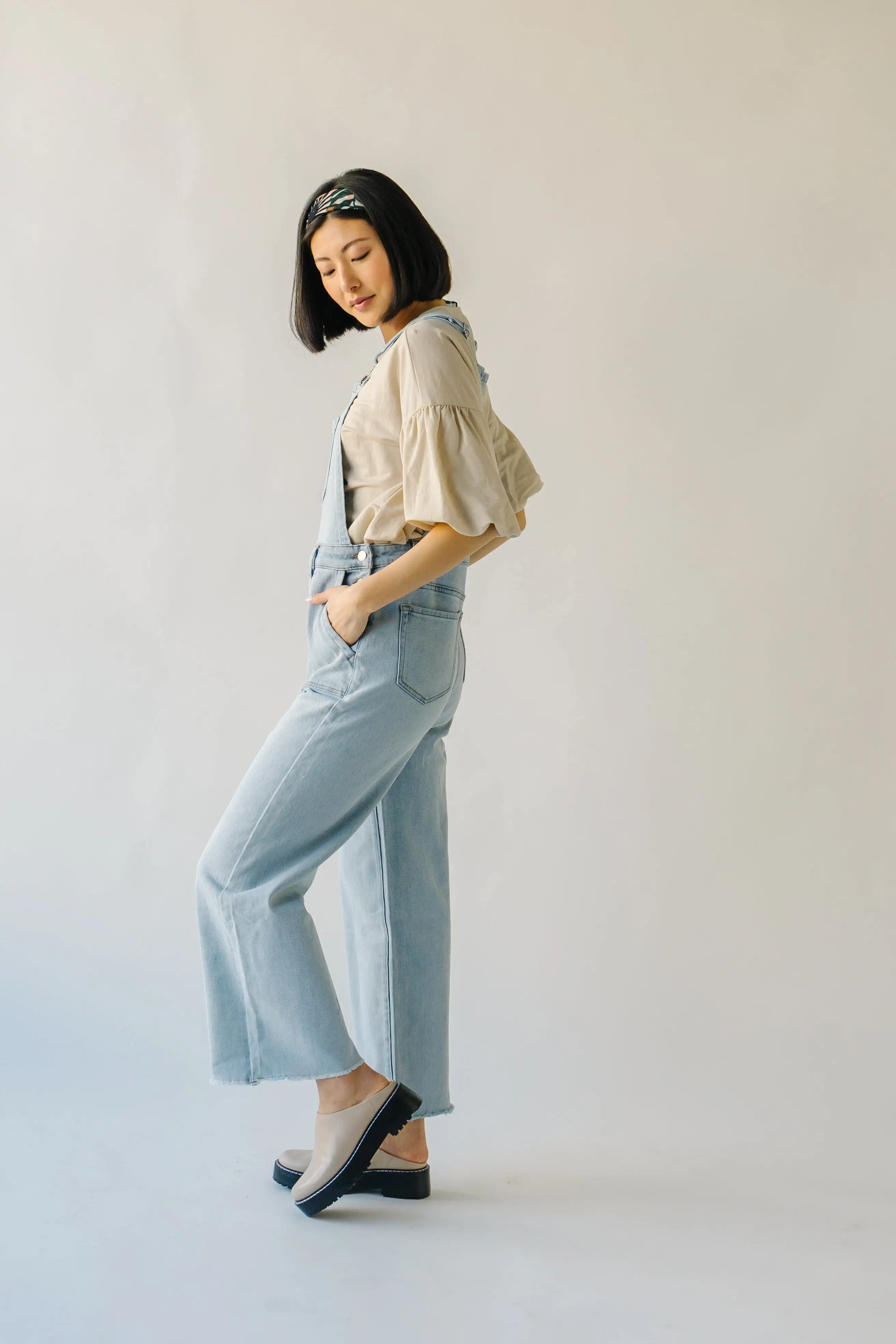 The Fairbanks Wide Leg Overalls in Light Denim