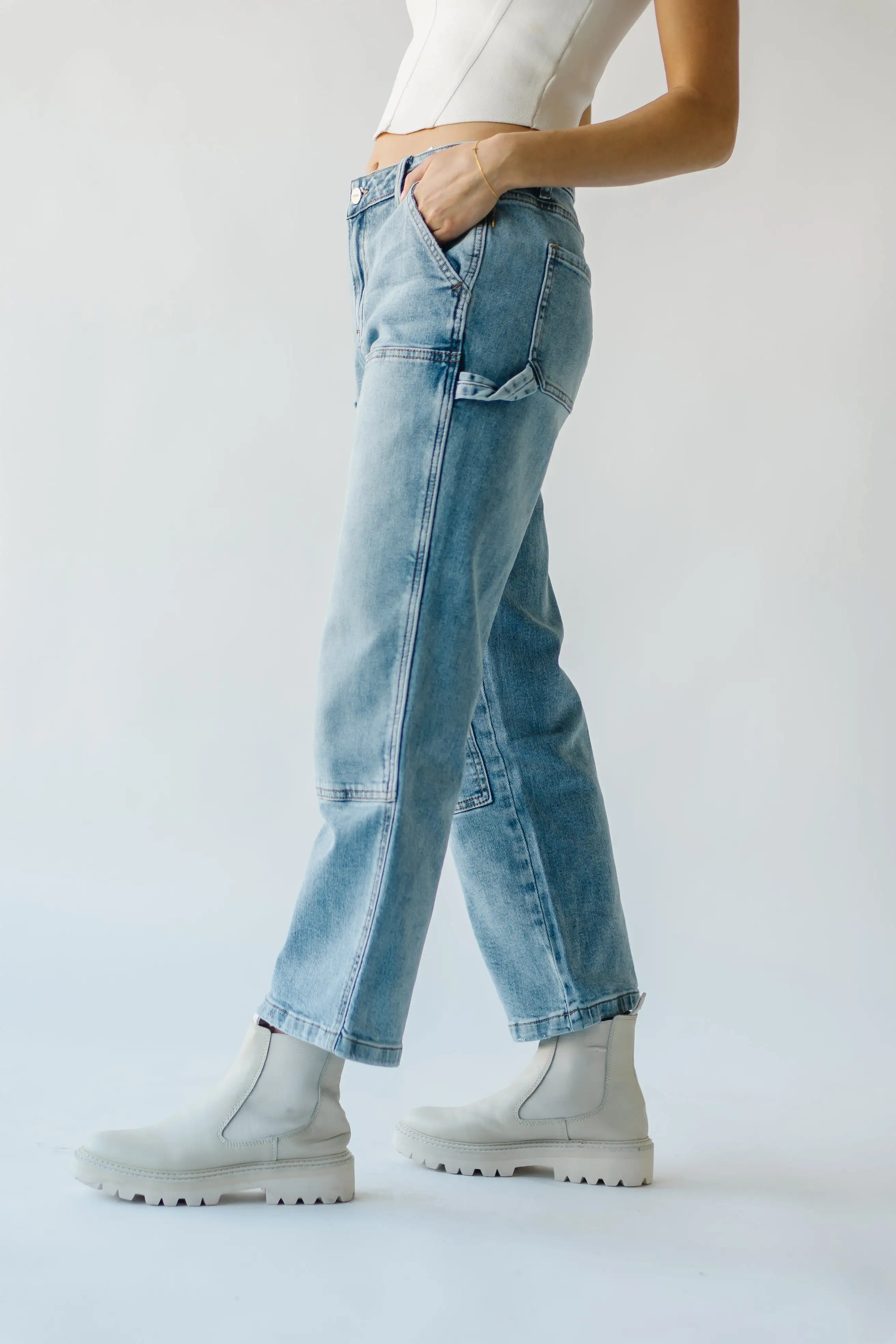 The Loria Straight Leg Carpenter Jean in Light Blue