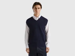 Vest in pure cotton - Dark Blue | Benetton