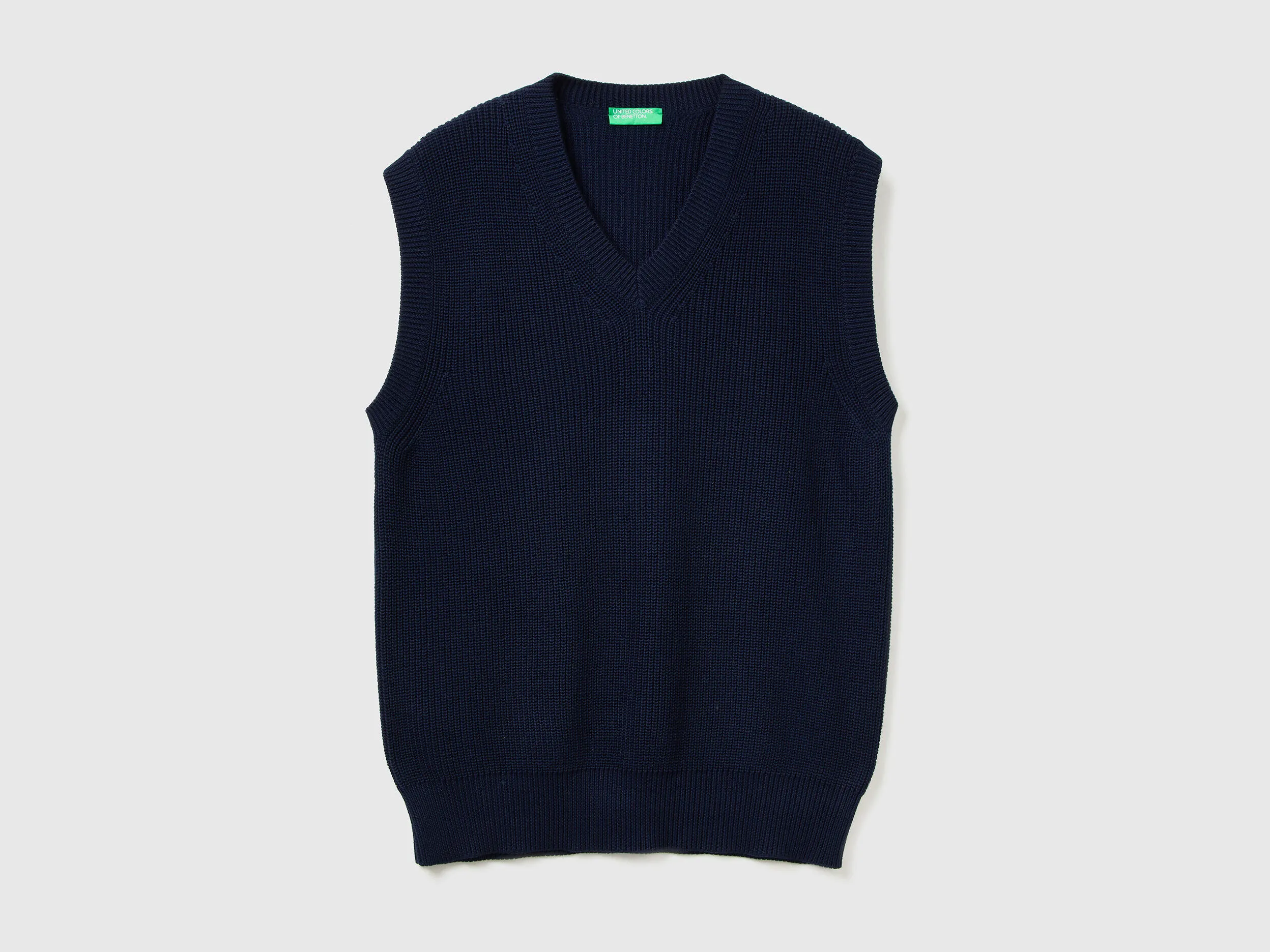 Vest in pure cotton - Dark Blue | Benetton