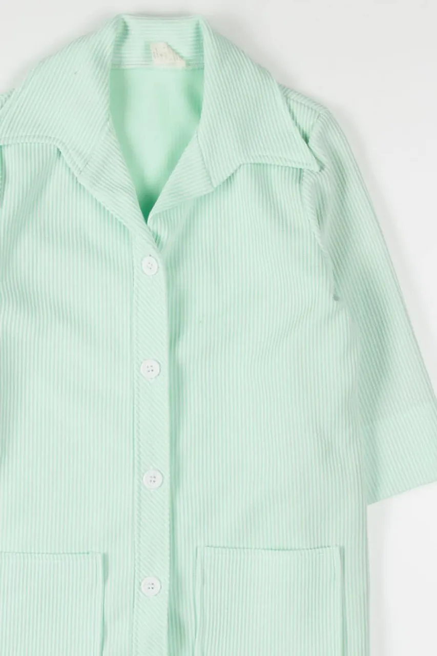 Vintage Green Striped Button Up Shirt