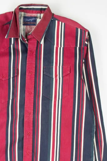 Vintage Red & Blue Striped Wrangler Button Up Shirt