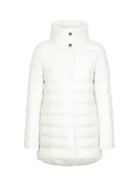 Women s Hidden Snap Button Goose Down Padded Coat White 270180