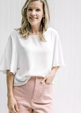 X Flattering Flowy Slightly Cropped Top in Ivory