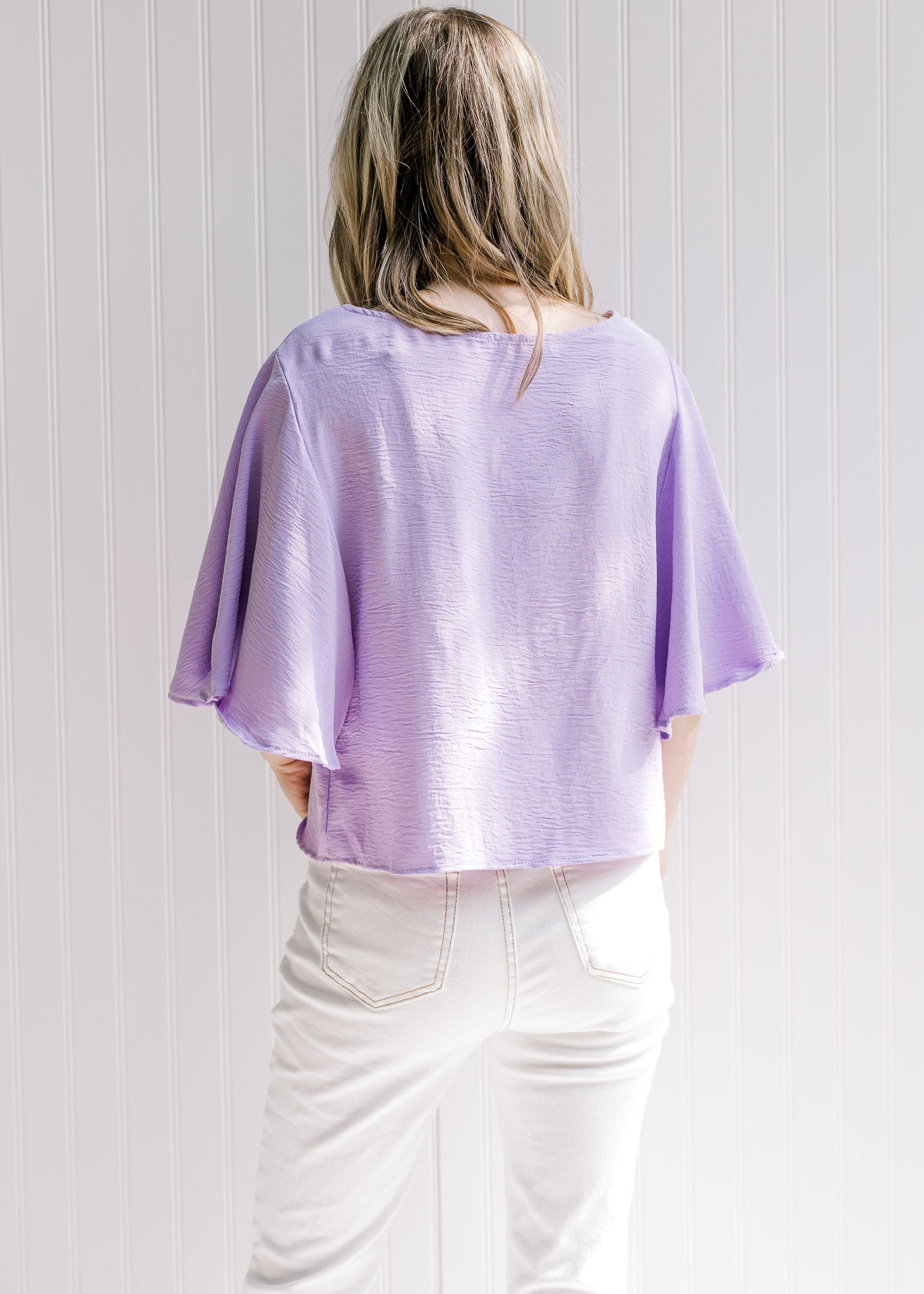 X Flattering Flowy Slightly Cropped Top in Lavender